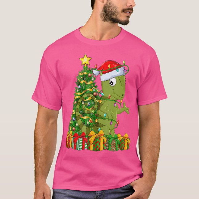 Chameleon Lighting Julafton Träd Matching Chameleo T Shirt (Framsida)