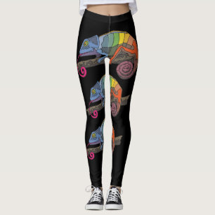 CHAMELEON LIZARD ART YOGA BYXOR LEGGINGS