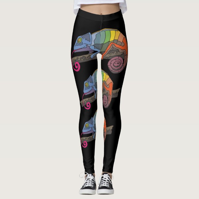 CHAMELEON LIZARD ART YOGA BYXOR LEGGINGS (Framsida)