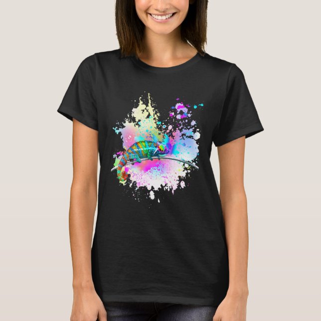 Chameleon Lizard Rainbow Heart Kärlek Glasses Sung T Shirt (Framsida)
