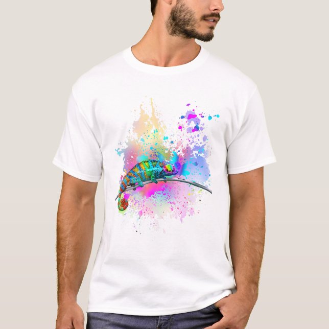 Chameleon Lizard Rainbow Heart Love Glasses Sungla T Shirt (Framsida)