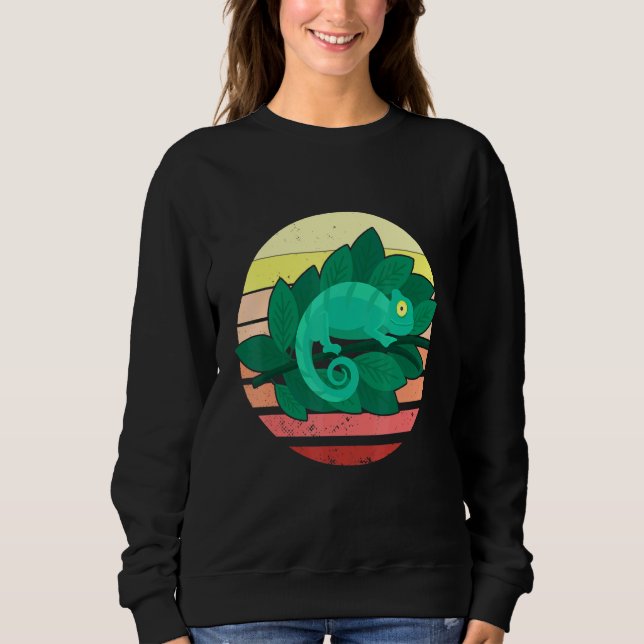 Chameleon Lizard Retro Sunset Reptiles T Shirt (Framsida)