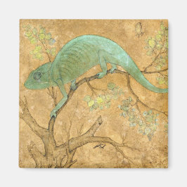 Chameleon (ödla) (Reptile) (Mughal Art) (asiatisk) Magnet