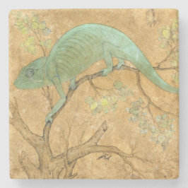 Chameleon (ödla) (Reptile) (Mughal Art) (asiatisk) Stenunderlägg