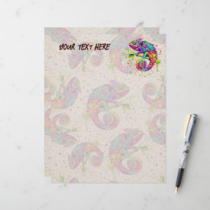 Chameleon Paint Stains Watercolor Stil Brevhuvud