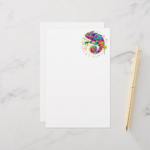 Chameleon Paint Stains Watercolor Stil Brevpapper