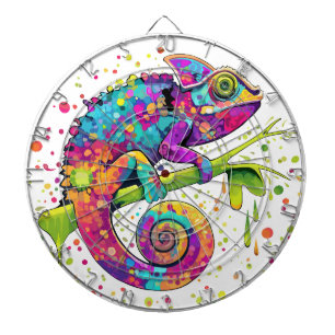 Chameleon Paint Stains Watercolor Stil Darttavla