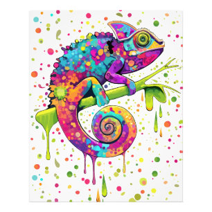Chameleon Paint Stains Watercolor Stil Fototryck
