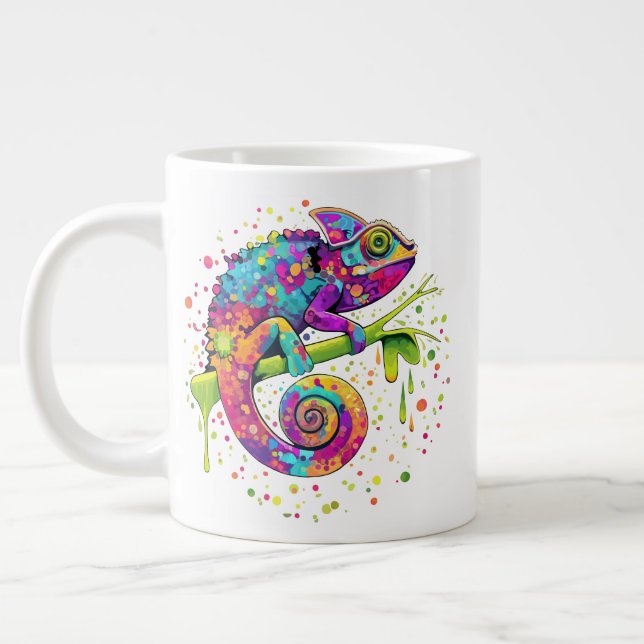 Chameleon Paint Stains Watercolor Stil Jumbo Mugg (Vänster)
