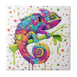 Chameleon Paint Stains Watercolor Stil Kakelplatta