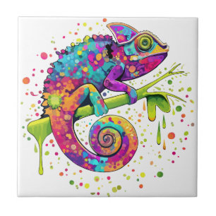 Chameleon Paint Stains Watercolor Stil Kakelplatta