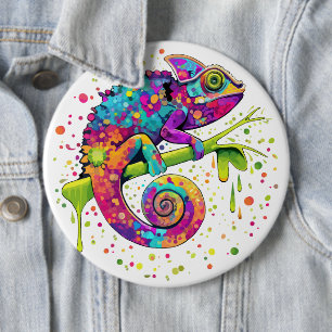 Chameleon Paint Stains Watercolor Stil Knapp