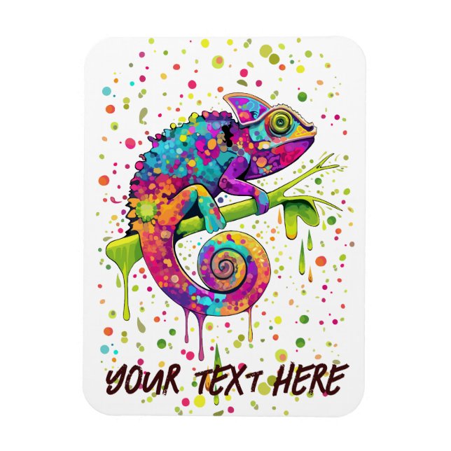 Chameleon Paint Stains Watercolor Stil Magnet (Vertikal)