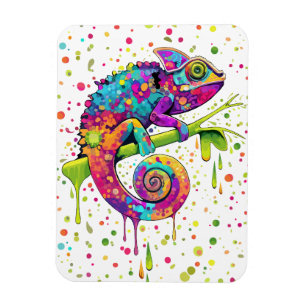 Chameleon Paint Stains Watercolor Stil Magnet
