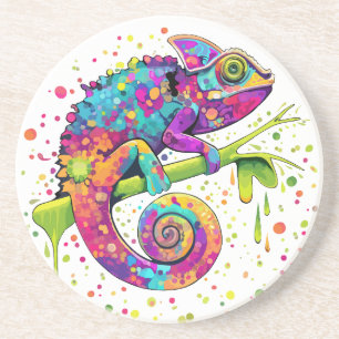 Chameleon Paint Stains Watercolor Stil Underlägg