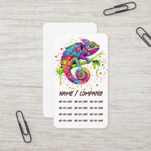 Chameleon Paint Stains Watercolor Stil Visitkort