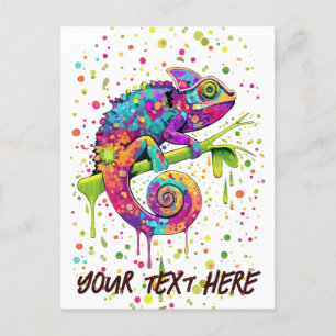 Chameleon Paint Stains Watercolor Stil Vykort
