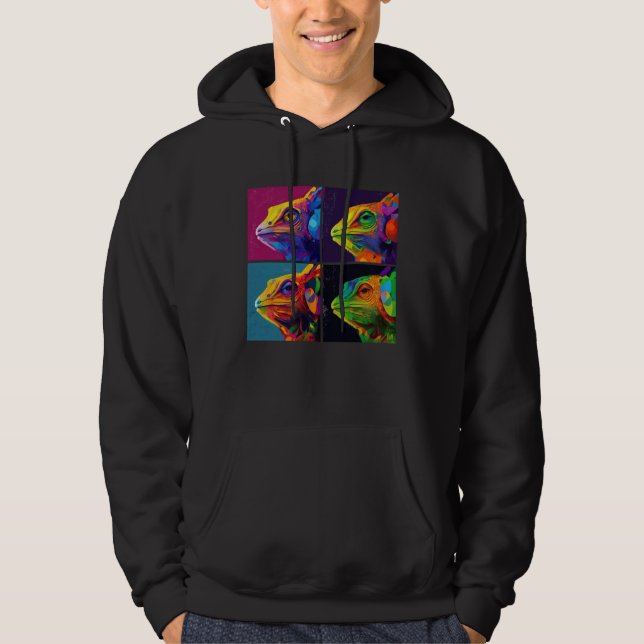 Chameleon Pop Illustration Colorful Animal Women   Hoodie (Framsida)