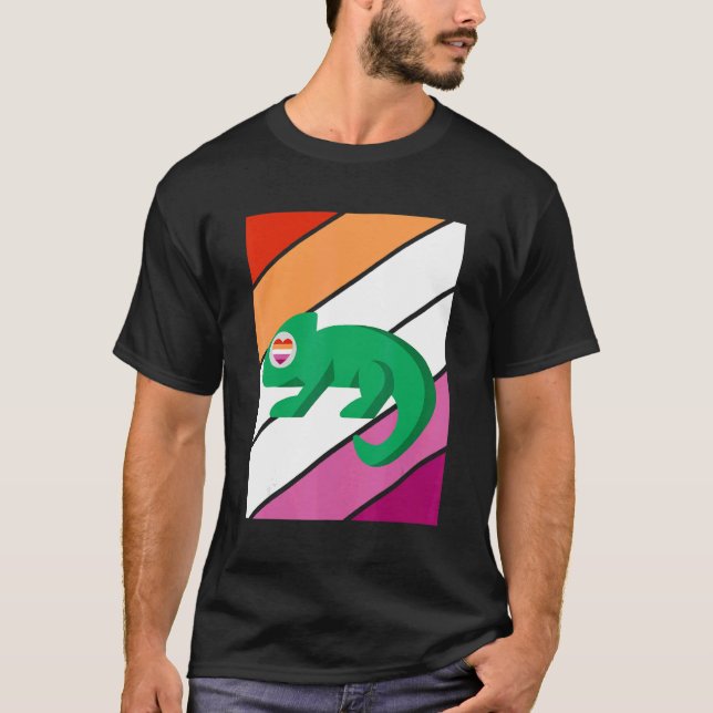 Chameleon Pride Lesbian Flag LGBTQ Proud Ally Prid T Shirt (Framsida)