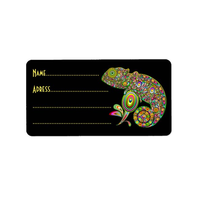Chameleon Psychedelic Fantasy Adressetikett (Framsidan)