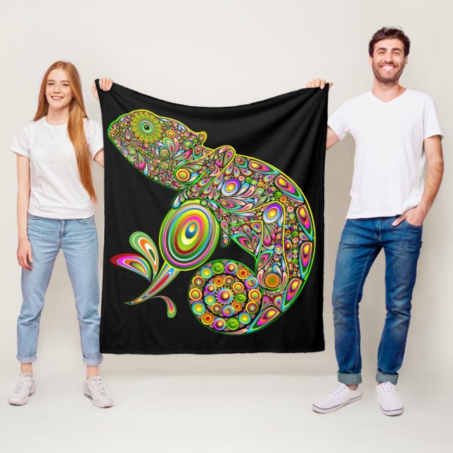 Chameleon Psychedelic Fantasy Fleecefilt (På plats)