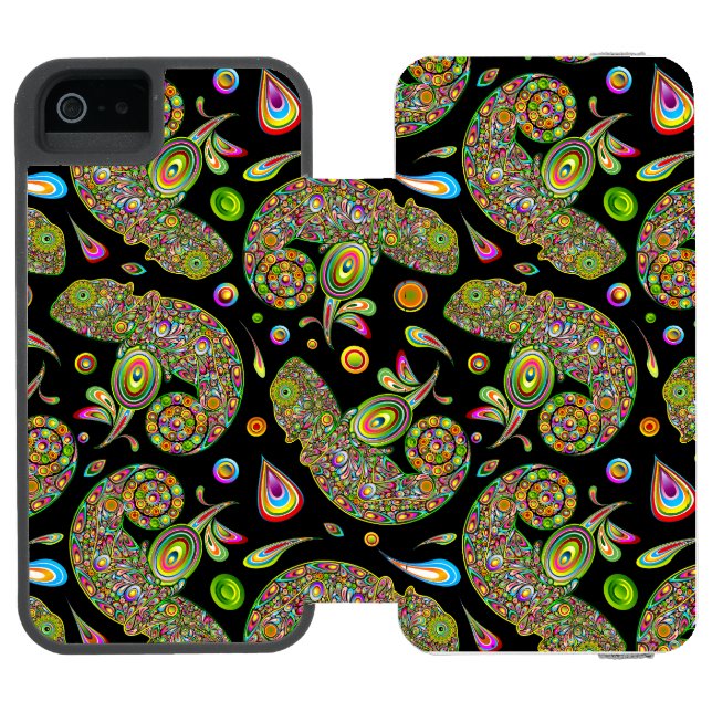 Chameleon Psychedelic Fantasy Incipio iPhone Wallet Skal (Folio Öppen)