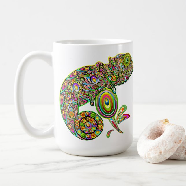 Chameleon Psychedelic Fantasy Kaffemugg (Med munk)