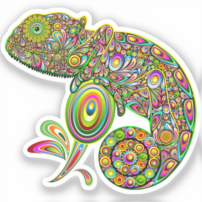 Chameleon Psychedelic Fantasy Klistermärken (Framsida)