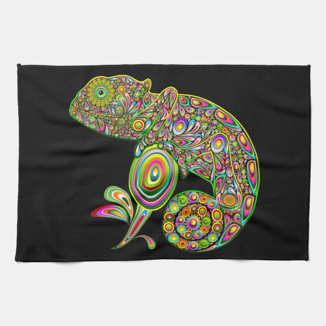 Chameleon Psychedelic Fantasy Kökshandduk (Horisontell)