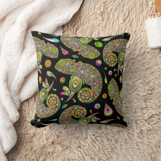 Chameleon Psychedelic Fantasy Kudde (Filt)