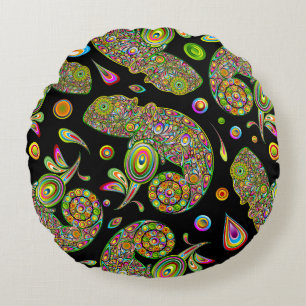 Chameleon Psychedelic Fantasy Rund Kudde