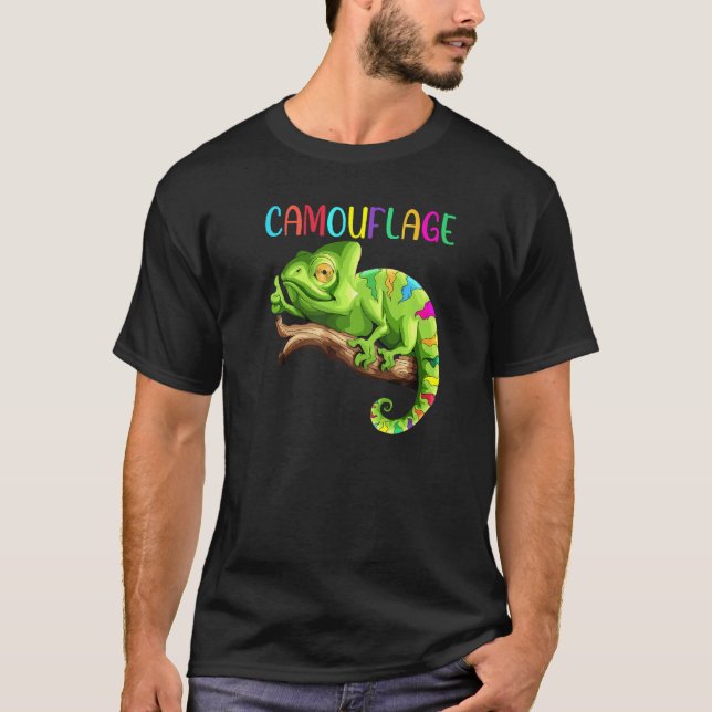Chameleon Reptiles Iguano Lizard Camouflage Terrar T Shirt (Framsida)