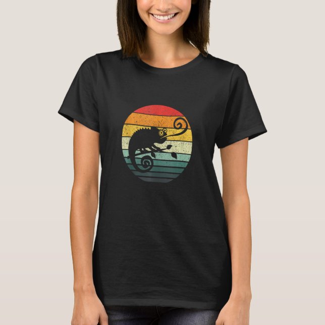 Chameleon Retro Sunset Vintage T Shirt (Framsida)