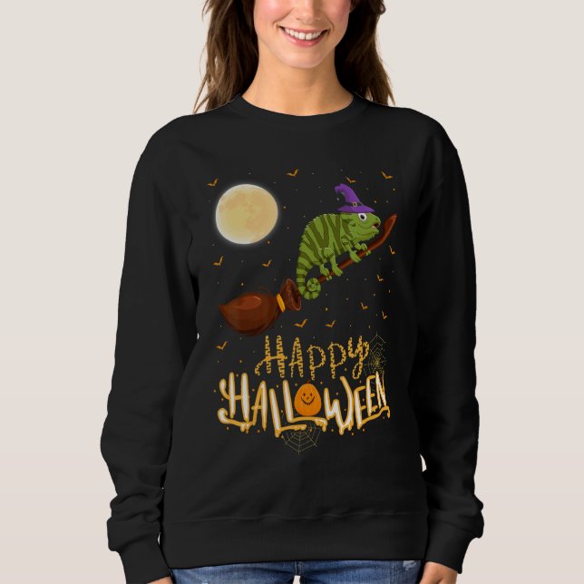 Chameleon Ride Witch Shotgun Chameleon Halloween T Shirt (Framsida)