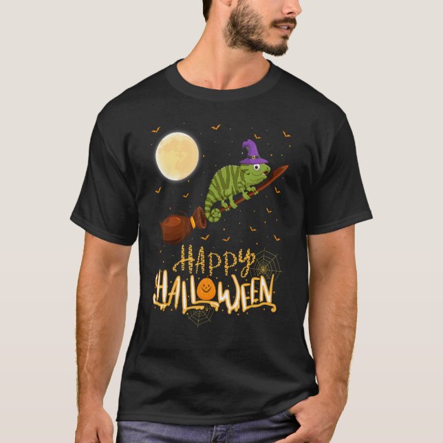 Chameleon Ride Witch Shotgun Chameleon Halloween T Shirt (Framsida)