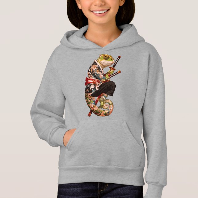 Chameleon Samurai – Tatuerad krigare med Katana T Shirt (Framsida)