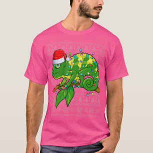 Chameleon Santa Hat Julafton Ljus Ugly jul Cha T Shirt