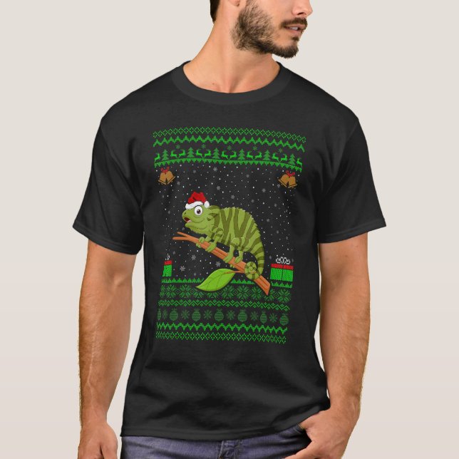 Chameleon Santa Hat Matching Ugly Chameleon Chris T Shirt (Framsida)