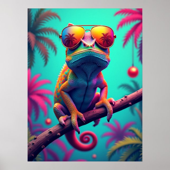 Chameleon Shades - Pop Art Mode Meme Pet Poster (Framsidan)