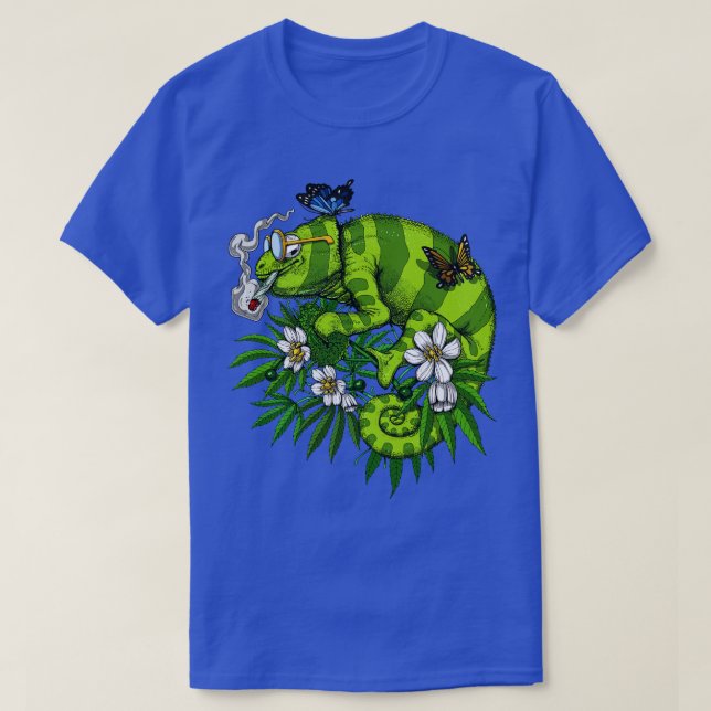 Chameleon Smoking Ogräs T Shirt (Design framsida)