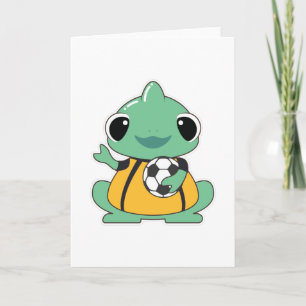 Chameleon som Goalkeeper med fotboll Kort