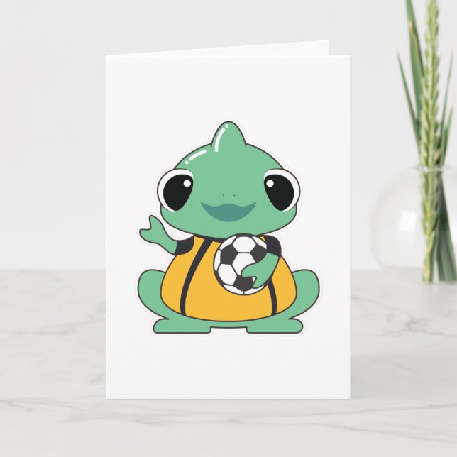 Chameleon som Goalkeeper med fotboll Kort (Framsida)
