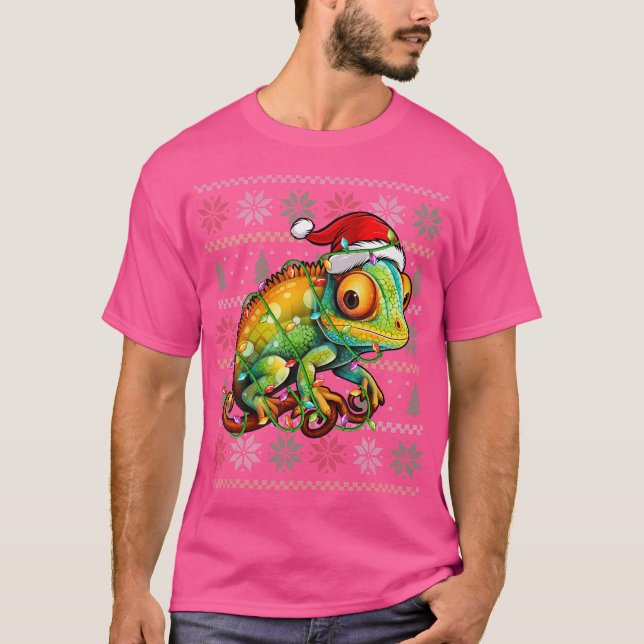 Chameleon Wearing Santa Hat Julafton Chameleon Äls T Shirt (Framsida)