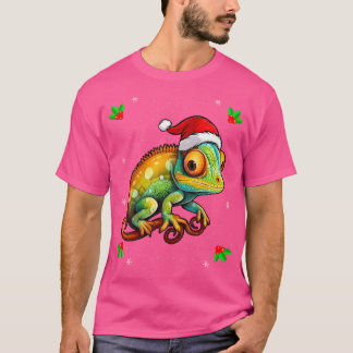 Chameleon Wearing Santa Hat Julafton jul Chamele T Shirt