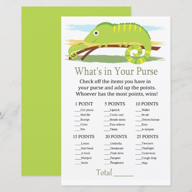 Chameleon What's in your purse match babydusch (Fram/baksida)