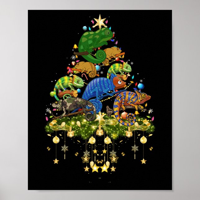 Chameleons Julgran Ljus Helgdag Chameleon Poster (Framsidan)