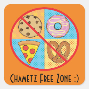 "Chametz Free Zon" med Pesach-fästare Fyrkantigt Klistermärke