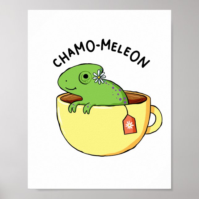 Chamo-meleon Animal Tea Pun Poster (Framsidan)