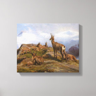 Chamois Goats i Alpregionen (Rosa Bonheur) Canvastryck