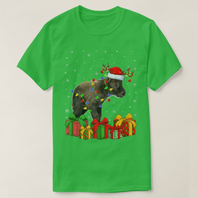 Chamois Lighting Julafton Träd Santa Hat Chamois C T Shirt (Design framsida)